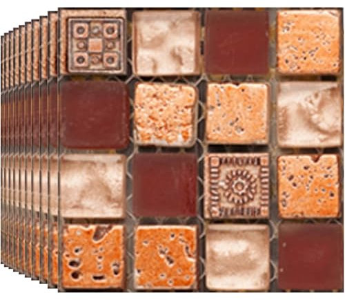 BoloShine Piastrelle Adesive Cucina 30 Pezzi, Mosaico Pannelli Adesivi per Pareti Bagno, Impermeabile Autoadesivo Vinile Mattonelle Decorazioni Carta Parati Adesiva Muro Rivestimento (Marrone)