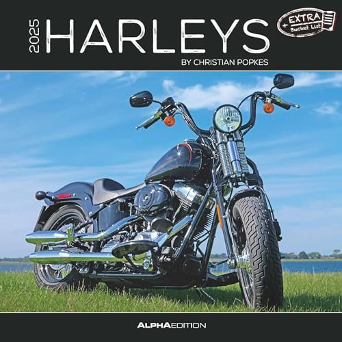Alpha Edition - Harleys 2025 Broschürenkalender, 30x30cm, Wandkalender mit Platz für Notizen und Termine, Bilder von amerikanischen Maschinen, Monatsübersicht und Ferientermine DE/AT/CH