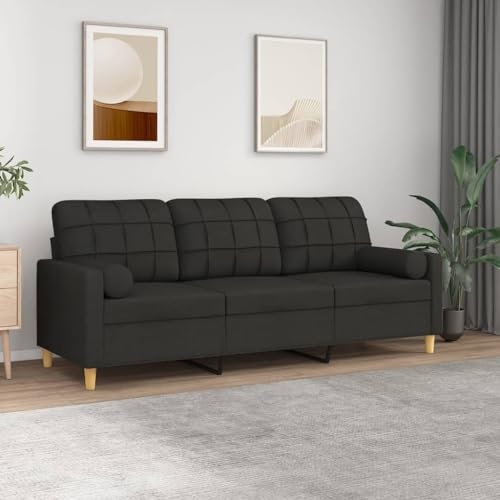 LAPOOH 3-Sitzer-Sofa mit Zierkissen Schwarz 180 cm Stoff, Sofas & Couches, Sofa Wohnzimmer, Sofa Für Jugendzimmer, Relaxsofa, Sofa Für Schlafzimmer, Polstersofa 3200794