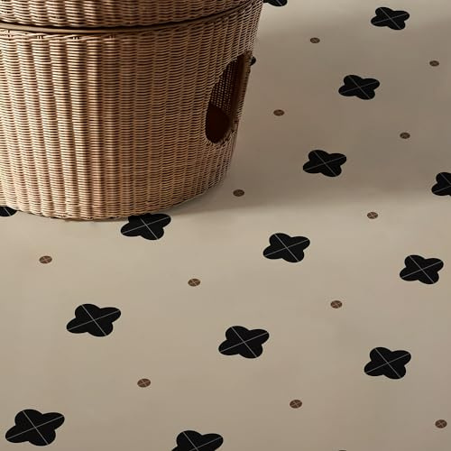 Selbstklebende Vinyl-Bodenfliesen für Küche, Wohnzimmer, Badezimmer, Milchweiß und Schwarz