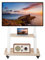 Supporto TV da pavimento da 32-75 Pollici, porta TV da terra mobile Compatibile don TV Piatti E Curvi Led/Lcd/Oled. Altezza Regolabile, con Base In Legno e Capacità di Carico Fino a 45 Kg. Bianco