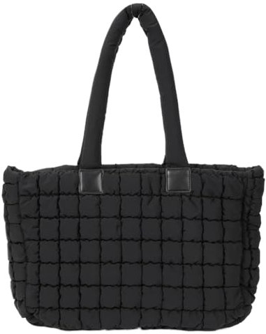 TIAASTAP Groß Puffer Tote Bag mit Reißverschluss Shopper Teddy Tasche Stepptasche Gesteppte Handtasche Schultertasche Damen Gross Tragetasche Damen-Henkeltaschen Hobo Bag