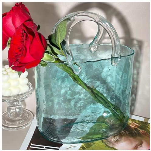 GZKDKZB Jarrón de Flores con Forma de Bolsa, jarrón de Vidrio soplado a Mano, jarrón de Vidrio con Forma de Bolsa para Flores, jarrón de Flores con Forma de Bolsa, para decoración del hoga