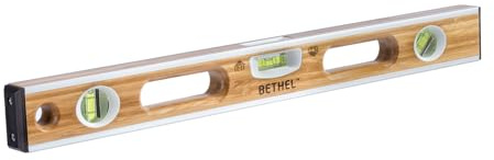 BETHEL 24-inch Bamboo Level, Mortar Adhesion Resistant Light Level, with Double Curved Acrylic Leveling Tubes for Masonry Applications and General Leveling