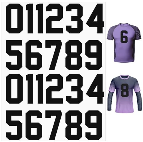 Ptwola 22 Pcs Iron on Numbers Patches Heat Press Transfer Numbers 0 to 9 Soft Iron Numbers Applique for Team Uniform Sports T Shirt Football Basketball Baseball Clothes Hat Socks Jeans DIY Accessories