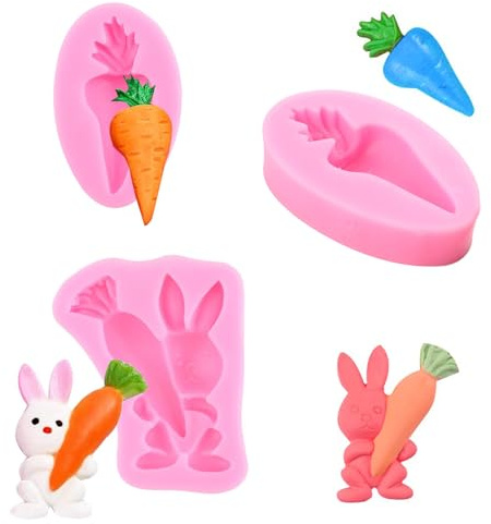 3 Piezas Easter Rabbit Silicone Mould, Moldes De Silicona De Pascua Para Chocolate, Molde de Silicona de Conejo de Pascua para Pasteles, Pudines, Chocolates