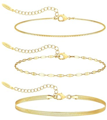RMMD Armband Damen - 3 Stück Armband Silber Gold Damen Armbänder Mädchen Schmuck Gold Silber Armbänder Goldschmuck Set Wasserfester Schmuck Geschenke für Frauen Mädchen
