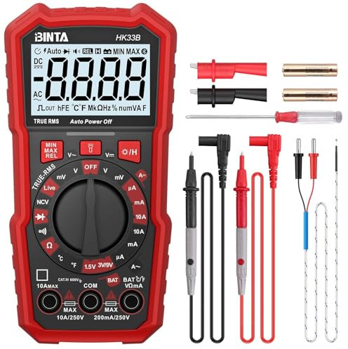 BINTA Digital Multimeter 2000 Counts with AC/DC Voltage, Ohm Volt Amp Meter Tests Live Wire, NCV, Temperature, Continuity, Diode Measuring for Automotive Home Industrial Electronic Testing