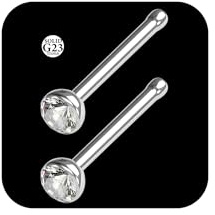 AceFun piercing nez solide titane 20G argent fin 1 forme piercing nasal G23 2 pièces 3mm sparkly piercing nasal bijoux pour femmes hommes