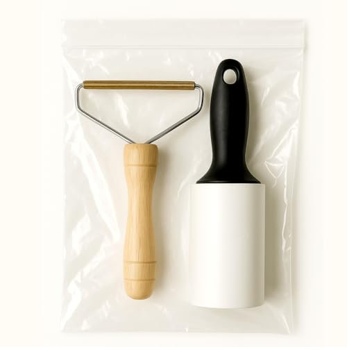 Amazeclick Pet Hair Remover, Wooden Dog Hair Remover Roller, Resuable Lint Remover For Cats & Dogs, Portable Fabric Shaver for Clothes, Carpet & Rugs (Brown CB 03)