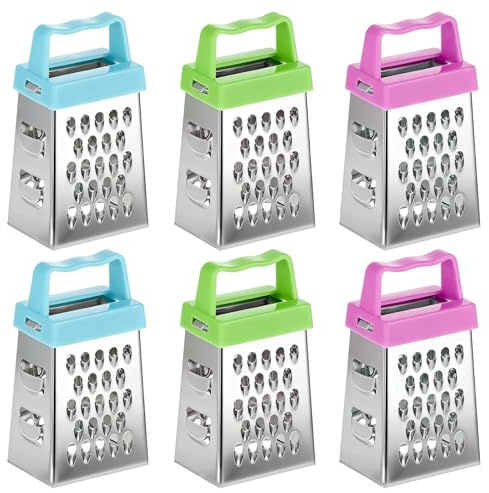 BOHUIZ 6Pcs Mini Cheese Grater, Stainless Steel Professional Box Grater | Efficient Kitchen Small Gadget for Grating Garlic Ginger Vegetable Chocolate Parmesan