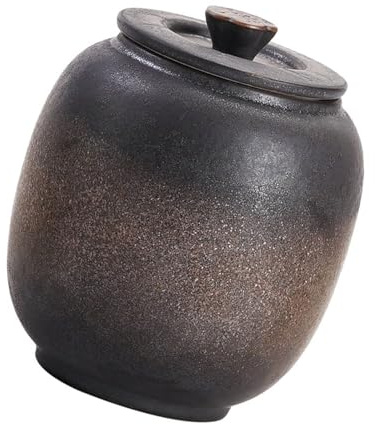 Hohopeti Keramik Tee Dose mit Deckel Große Japanische Teedose für Tee Zucker Kaffee Staubdicht Multifunktionaler Desktop Organizer Retro Design für Küche und Haushalt