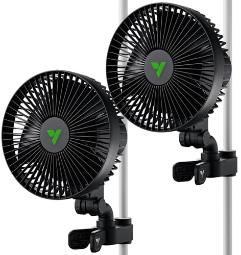 VIVOSUN AeroWave A6 Ventilatore a Clip 150 mm, Oscillazione Automatica, Silenzioso e Potente, Clip Stabile Antiscivolo, Ventilatore di Circolazione per Grow Box e Idroponica, Set da 2