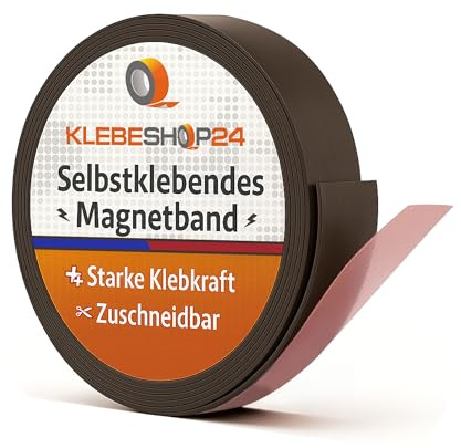 Klebeshop24 MAGNETBAND selbstklebend, 20 x 1,5 mm, 3 m auf Rolle | magnetisches Klebeband, flexibel, schneidbar, bruchfest, einseitig magnetisiert