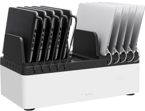 Belkin B2B161vf Stazione con Divisori Fissi e Caricabatteria USB a 10 Porte Nero/Bianco, Nero/Bianco