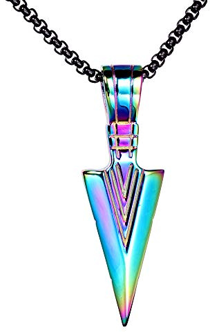 PAURO Herren Edelstahl Schmuck Speerspitze Pfeilspitze Anhänger Halskette Multi Farben