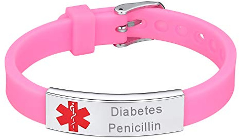 Supcare Bracciale Uomo Donna Personalizzato, Medico Emergenza Braccialetto Incisione Identificativo, Colorati Braccialetti Silicone Personalizzabili, 15-21 cm Regolabile Bracciale Salvavita Pazienti