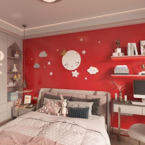 JSEVEM Sticky Back Plastic Glitter Red Contact Paper 40cm×1000cm Kitchen Worktop Covering Paste Wallpaper Sparkly Removable Furniture Stickers for Bedroom Kitchen Countertop, Cabinets, Table