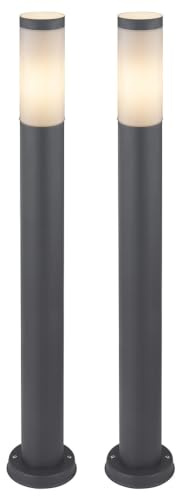 2x Außen Steh Leuchten Garten Haus Weg Edelstahl Stand Sockel Lampe ANTHRAZIT