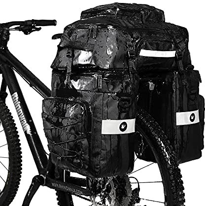 Rhinowalk 3 IN 1 Multifunktional Fahrrad Gepäckträgertaschen 65L Fahrrad Rücksitz Tasche Gepäckträger Tasche Fahrradtasche mit Regenschutz für Mountain Road Bike