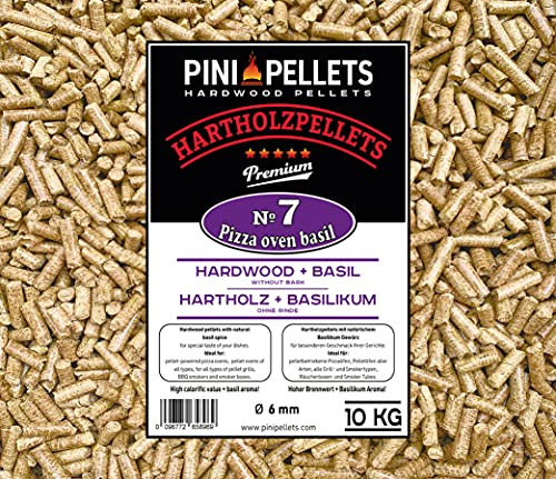 PINI Pellet di legno duro № 7 BBQ Pizza Oven Basilico 10 kg Pellet per barbecue affumicatura affumicatura