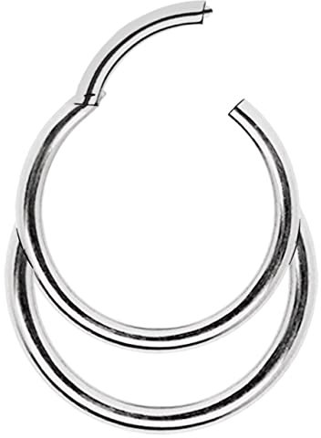 Piercing Segment Clicker mit Doppel Ring 316l Stahl in 1,2 x 8 mm