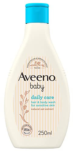 Aveeno Baby Daily Care Haar- und Körperwäsche (1 x 250 ml), reißfreie Babywäsche mit sanftem Duft mit kollodialem Haferflocken, reinigt sanft und hinterlässt ein Hautgefühl mit Feuchtigkeit, für