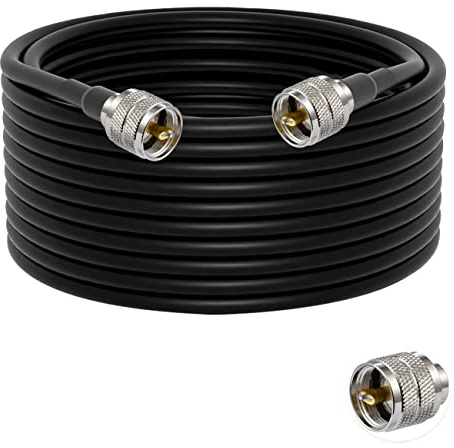 Vecys PL 259 Kabel UHF Stecker PL-259 auf UHF Stecker PL-259 Verlustarmes Koaxialkabel RG58 32.8FT/10M für Walkie Talkie CB Radio SWR Meter Antennenanalysator