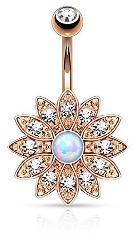 Piercingfaktor Bauch Piercing Chirurgenstahl Kristall Top Down Blume