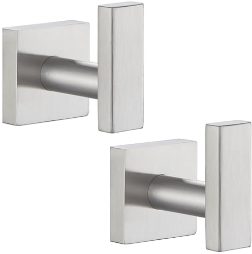 Bathroom Towel Hook 2 Pack, Angle Simple SUS304 Stainless Steel Bath Robe Holder, Modern Coat Hook Wall Mounted, Brushed Nickel
