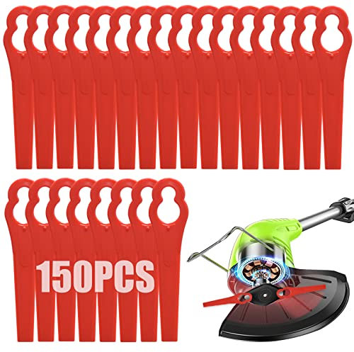 Acehome 150 Pcs Plastic Grass Trimmer Blades, Cordless Strimmer Blades 83 mm Lawn Mower Cutting Blades Garden Mower Replacement Blades for Ryobi VonHaus Grass Strimmer-Red