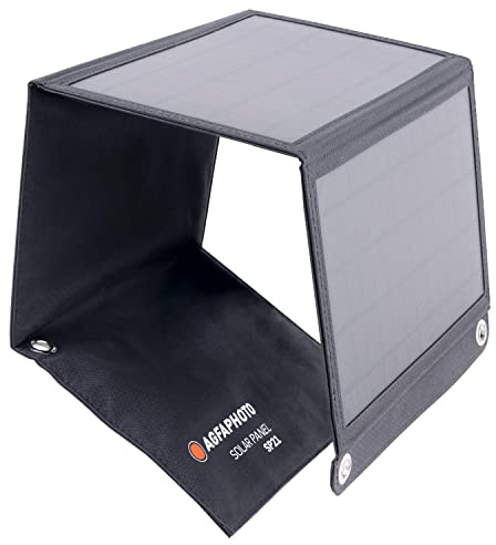 AGFAPHOTO Solarpanel SP21 | Outdoor Solarladegerät | Faltbar für Outdoor-Aktivitäten | Stromversorgung für Verschiedene elektronische Geräte | Sonnenlicht-Ladegerät für Mobile Geräte