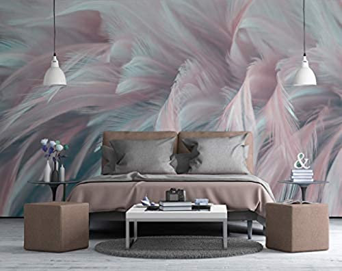 Pluma Rosa 3D Tv Pared Pintado Papel Tapiz De 3D Decoración Dormitorio Fotomural Sala Mural-430cm×300cm