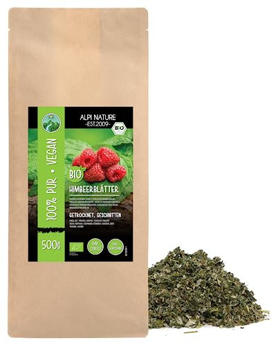 Alpi Nature Feuilles de Framboisier Thé BIO 500g, Feuilles de Framboisier Séchées et Coupées
