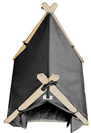 HOHXFYP Haustier Tipi Zelt, Großes Geräumiges Katzen Hunde Tipi mit Weichem Kissen, Stabiles Dreieckiges Design, Tragbares Haustier Tipi, Haustier Zeltbett, Klassisches Grau(Grau)