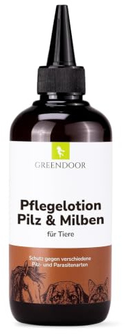 GREENDOOR Pflegelotion Pilz & Milbe 250 ml I Hautpflege für Hunde, Katzen & Pferde I Pflege bei Milben, Hautpilz & gereizter Haut I Sanfte Fellpflege ohne Cortison & Antibiotika