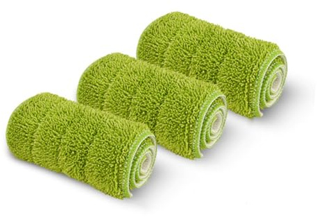 LALAFINA Balai Pivotant pour Maison et Bureau en Microfibre Vert avec Tête Rotative à 360° 3 Serpillières en Plastique et Acier Inoxydable pour Nettoyage Humide ou Sec