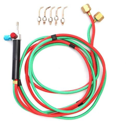 Mini Gas Torch Welding Soldering Gun, Oxygen Torch Kit with 5 Tips for Jewelry Repair Hoses Metal Welding