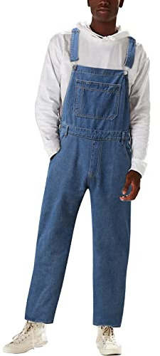 Salopette da uomo in jeans 90 pezzi – Salopette in jeans da uomo lunghe grandi dimensioni, vestibilità normale, pantaloni da uomo, larghi, pantaloni da lavoro, pantaloni cargo