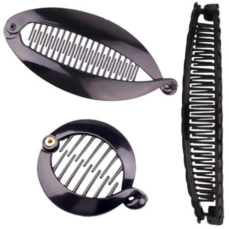 3er Set Bananen-Haarspangen Clincher Bananen-Clips für Dickes Haar - Runde Haarspangen als Rutschfester Pferdeschwanz Halter - Ideal für Damen und Mädchen als Haarstyling Zubehör