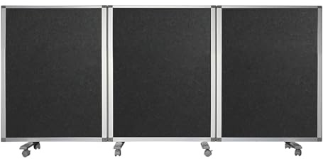 Floordirekt Felt Display Screen Room Divider on Wheels Privacy Screen for Office, Foldable, Flexible, Pinable Wall, Room Divider, Screen with Wheels - Length 90-270 cm x 120 cm, Height