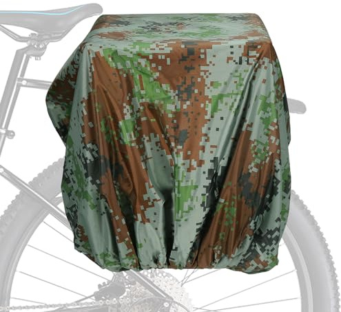 PATIKIL 100L Bicycle Rear Rack Rain Cover, Bike Trunk Rain Cover Waterproof Cycling Rain Cover for Mountain Cycling Hybrid Bike, L, Camouflage