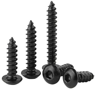 MOOPW Kohlenstoffstahl Runder Kopf Innensechskant Selbstschneidende Schrauben Pan Kopf Selbstbohrende Holzschrauben M4 x 20mm 20 Pcs