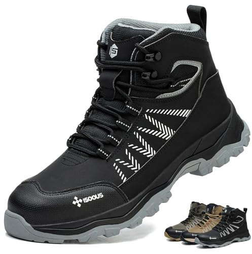Zapatos de Seguridad para Hombre Botas de Seguridad Mujer Ligero Botas de Trabajo con Punta de Acero Antideslizante Negro 41 EU