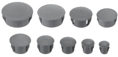 sourcing map 360pcs 9 Sizes Plastic Hole Plugs, Dark Grey Screw Caps Cover Flush Type Panel Snap in Locking Round Drilling Hole Plug for Cabinet (3/16 1/4 5/16 3/8 1/2 5/8 3/4 7/8 1)