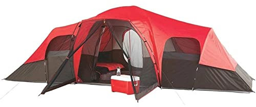 Großes Familien-Campingzelt mit Wohnwagenbefestigung, geräumiger Outdoor-Campingunterstand