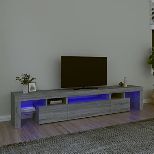WKIEQACO Centres de divertissement et supports TV, meuble TV avec lumières LED gris Sonoma 215 x 36,5 x 40 cm