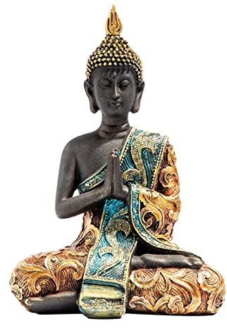 jojomis Statua decorativa thailandese di Buddha in meditazione, multicolore, 14 x 9 x 20 cm