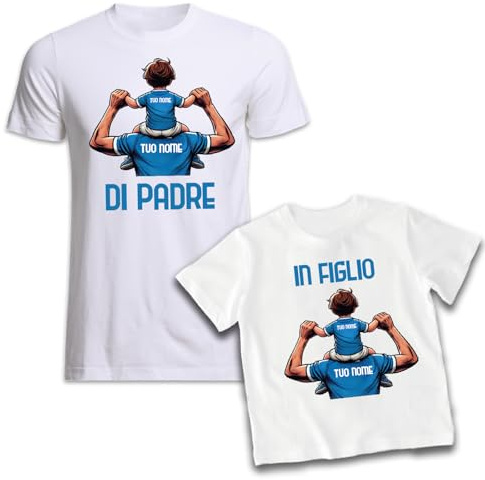 D&Vlab Coppia di T-Shirt Maglie Magliette di Padre in Figlio Idea Regalo per Il papà Squadre Tifosi Azzurri di Empolesi