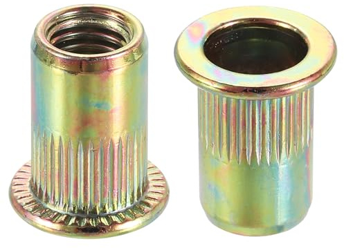 QUARKZMAN Écrou aveugle en acier au carbone M8 à tête plate, plaqué zinc jaune, 60 pièces